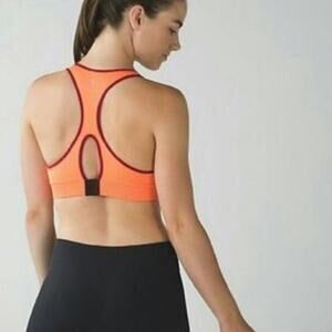 Lululemon Go Steady Orange Burgundy Trim Bra Size 4